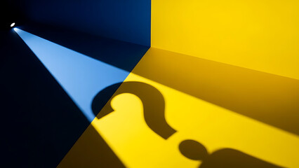 Abstract Light and Shadow Play with Geometric Shapes and Yellow Background