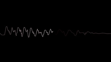 Digital waveform visualization showing signal lines resembling ECG heartbeat or audio frequency signals. Concept of medical monitoring, data analytics and signal processing on black background. - Powered by Adobe