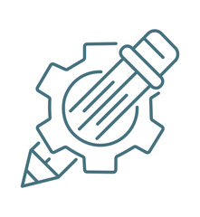 Gear and pencil line icon. Customization and settings symbol. Concept of development, configuration, editing, and creative process. Engineering, prototyping, and technical design vector. 