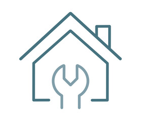 Home with wrench outline icon. linear style sign for mobile concept and web design. House repair simple line vector icon. Symbol, logo illustration. Pixel perfect vector graphics.