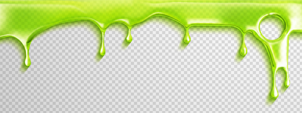 Drip toxic green background with slime halloween splash and snot liquid 3D. Paint glue oozing with drip design and toxic green texture for splodge sauce. Sticky seamless aesthetic for halloween