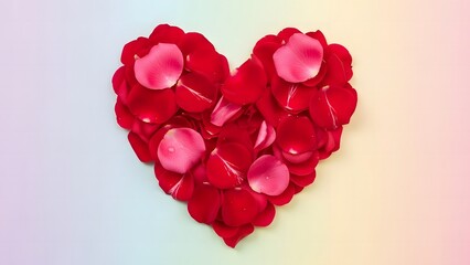 Heart Shape Made of Red Rose Petals for Love and Valentine Concept