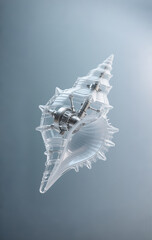 white feather on blue background