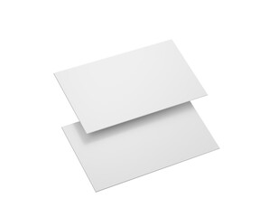 Two blank white business card mockups floating, ready for design placement. 3d illustration