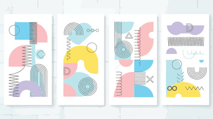 Vibrant memphis style geometric patterns on business cards