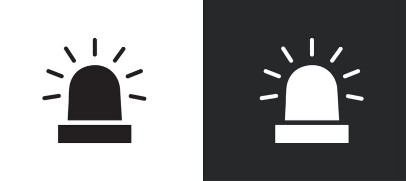 Siren icon set, vector of emergency alarm and police light symbols in  style, warning signal collection, alert beacon, flashing lamp, safety bundle isolated on transparent background.