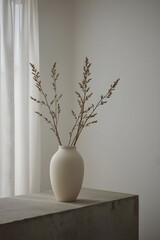 Serene Zen Still Life with Ceramic Vase in Soft Morning Light