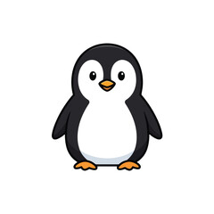 Obraz premium A cute little cartoon penguin standing adorably on a clean white background
