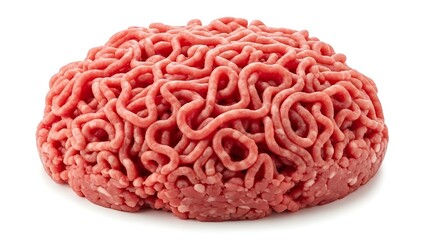 Raw Ground Beef Pile on White Background raw meat minced meat