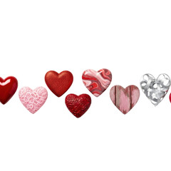 Obraz premium Assorted heart-shaped decorations isolated on transparent background
