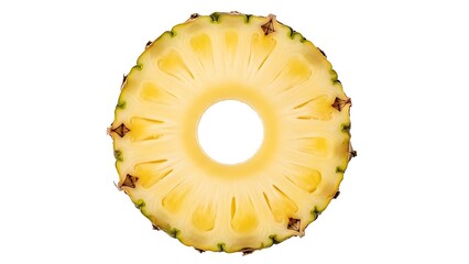 Slice of Pineapple with Core Isolated on White Background fruit tropical