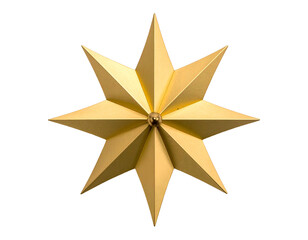 A bright, eight-pointed golden star on a black background
