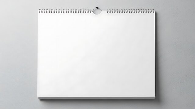 Blank Square Spiral Bound Wall Calendar Mockup on Gray Background.