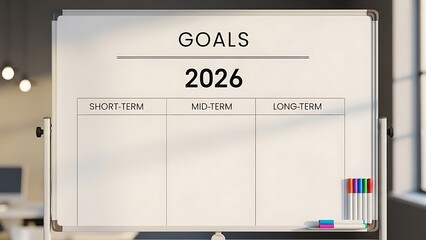 Whiteboard Displaying 2026 Business Goals And Planning Strategy.