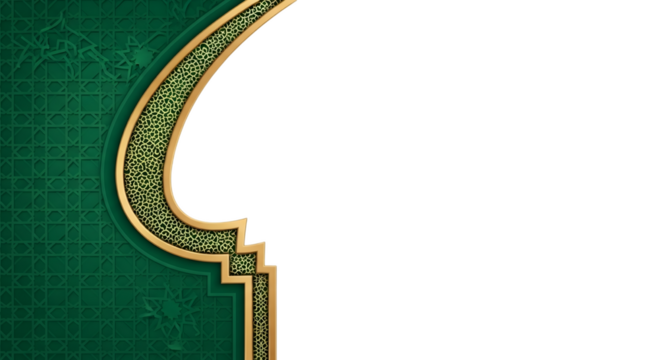 Islamic Geometric Pattern Arch with Gold Trim graphic isolated on a transparent background - Powered by Adobe