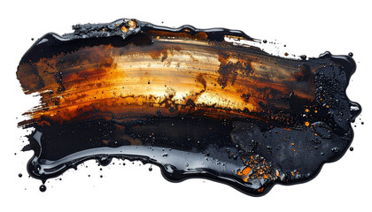 grease stain with semi-transparent dark patches, irregular organic shape, realistic texture and edge fading, subtle sheen, isolated on transparent background, grunge design element