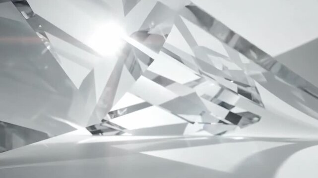 Abstract macro shot of a clear crystal surface with sharp edges and reflections.