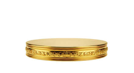 Ornate Gold Circular Display Pedestal platform podium isolated on a transparent background