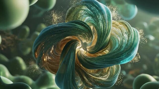 Captivating Abstract Swirl of Intertwined Organic Filaments Representing Cellular Structure and Dynamic Biological Processes