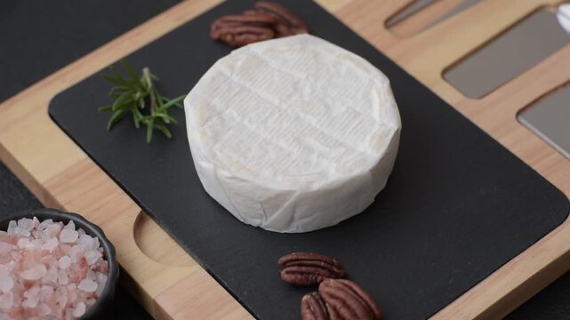 White French cream cheese like Brie or Camembert is perfect for making breakfast sandwiches. Brie or Camembert as a food background for your design