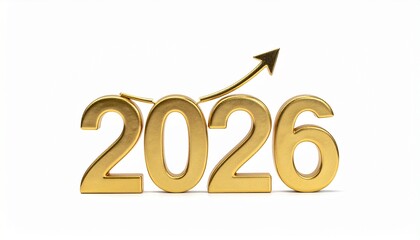 Vision 2026: An optimistic, golden 2026 is poised for growth, with a dynamic arrow charting its upward trajectory, symbolizing ambition, progress, and the dawn of new possibilities. 