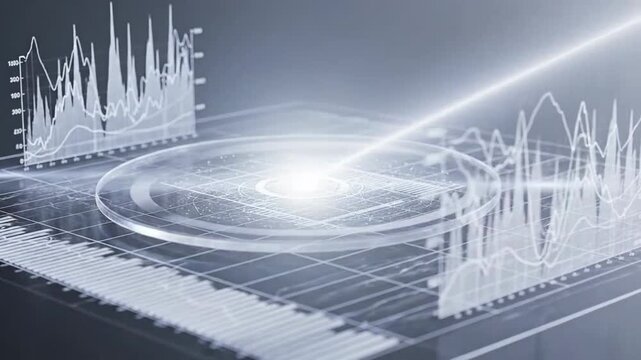 Abstract technology background with glowing elements and data charts for futuristic concept.