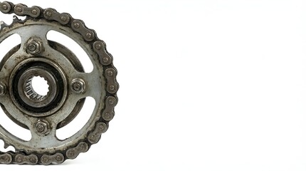 Rusty bicycle chain gear mechanism closeup