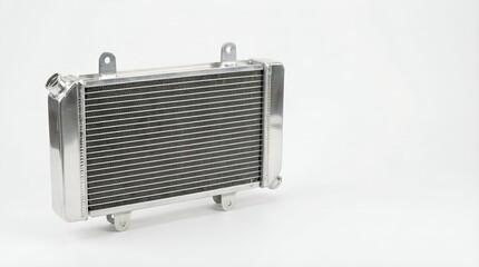Fototapeta premium Shiny car radiator on white background for automotive projects