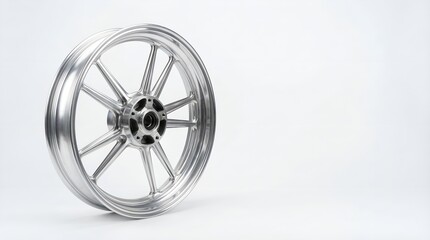 Shiny motorcycle wheel with sleek design