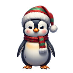 Fototapeta premium generative ai Cute penguin wearing winter hat