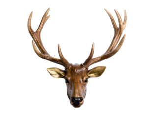 Ornate metallic stag head with large, branching antlers