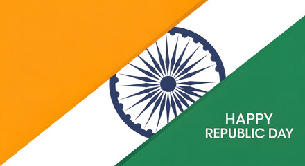 Indian flag with happy republic day text for celebrations and national pride