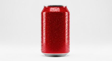 Crimson Can Refreshment: A close-up shot of a vibrant red aluminum can, gleaming with condensation, ready to deliver a refreshing moment.