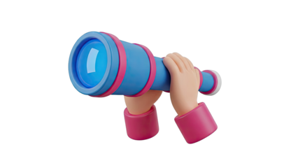 3D Cartoon Spyglass with Hands
