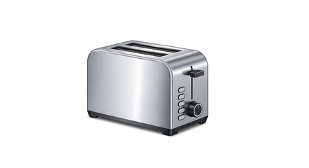 Fototapeta premium A sleek and modern stainless steel toaster on a white background