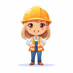 Construction worker caricature isolated on white vector