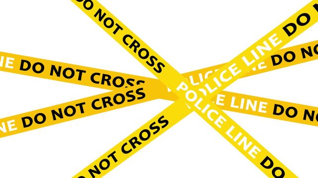 Yellow police line do not cross tape strips crossing over a white background caution tape warning tape