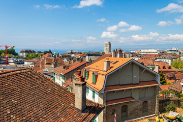 Cityscape of the old city of Lausanne in Switzerland