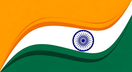 Indian flag with wavy design and blue wheel emblem