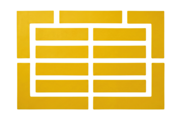 Yellow pickleball court marker lines. Temporary boundary set.