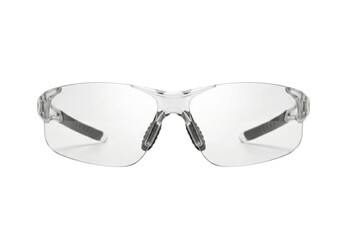 Clear safety glasses for sports. Protective plastic eyewear.