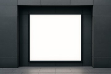 Blank billboard on modern dark wall exterior, minimalist architectural design concept with space for advertising or branding mockup display. Ai generative