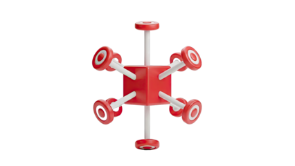 3D Red Abstract Geometric Shape