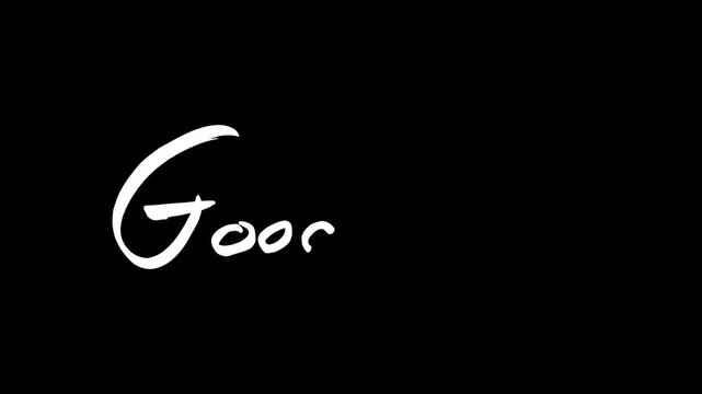 Handwritten good luck text, transparent background, animation. Message of encouragement.