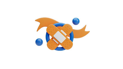 3D Render of Bandages and Abstract Shapes