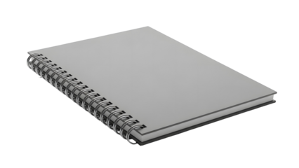 A blank spiral bound notebook on a black background