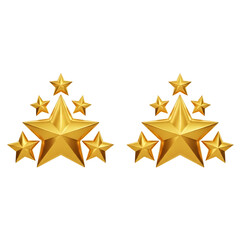 Golden Stars Rating Icons Isolated on White Background