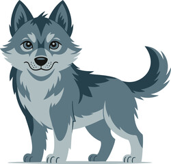 Fototapeta premium Gray Wolf Vector Graphic Illustration - Stylish Cartoon Wolf Character Design for Commercial Use Projects