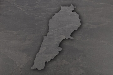 Karte von Libanon auf dunklem Schiefer