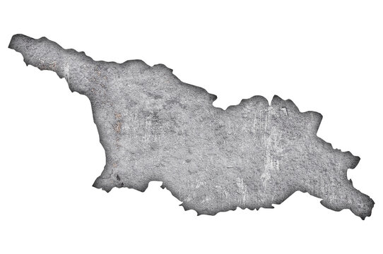 Karte von Georgien auf verwittertem Beton